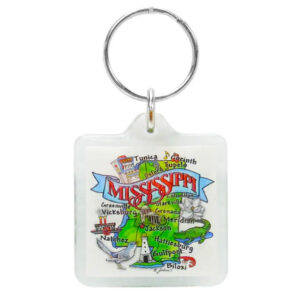 MISSISSIPPI KEYCHAIN LUCITE STATE MAP FUN