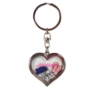 MISSISSIPPI KEYCHAIN HEART W/FLOATERS