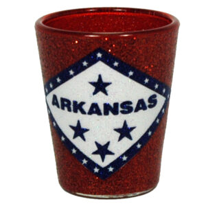 ARKANSAS SHOTGLASS GLITTER STATE FLAG