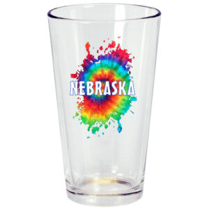 NEBRASKA PINT GLASS TIE DYE