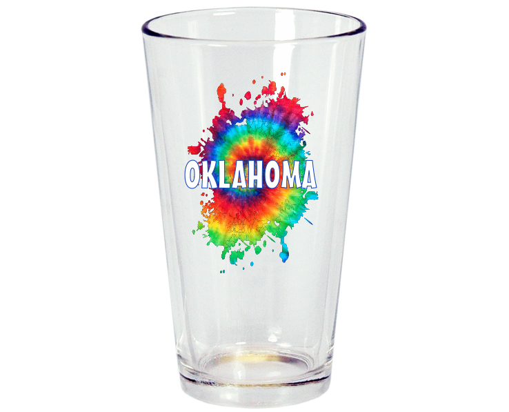 OKLAHOMA PINT GLASS TIE DYE