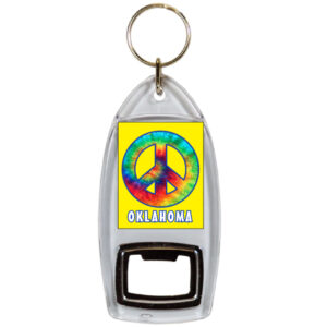 OKLAHOMA KEYCHAIN LUCITE BTL OPENER TIE DYE