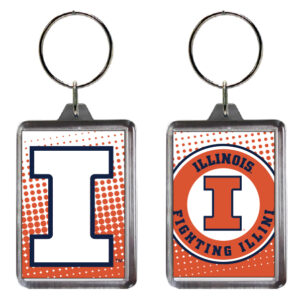 ILLINOIS FIGHTING ILLINI KEYCHAIN LUCITE DOT PATTERN