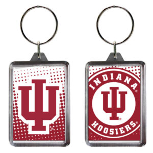 INDIANA HOOSIERS KEYCHAIN LUCITE DOT PATTERN