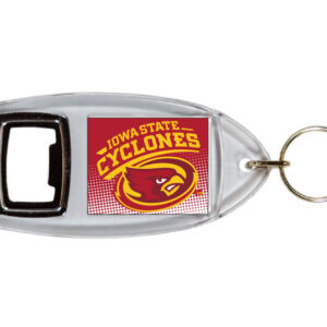 IOWA STATE CYCLONES KEYCHAIN LUCITE BTL OPENER DOT PATTERN