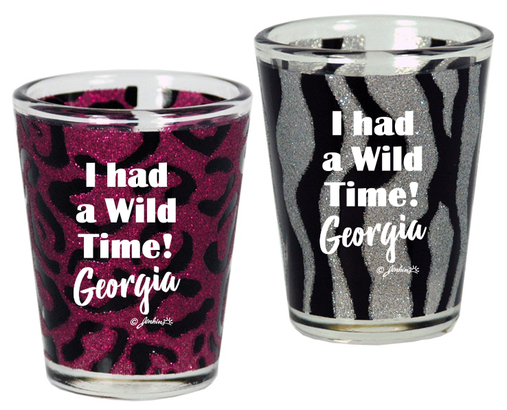 GEORGIA SHOTGLASS WILD ANIMAL PRINT GLITTER
