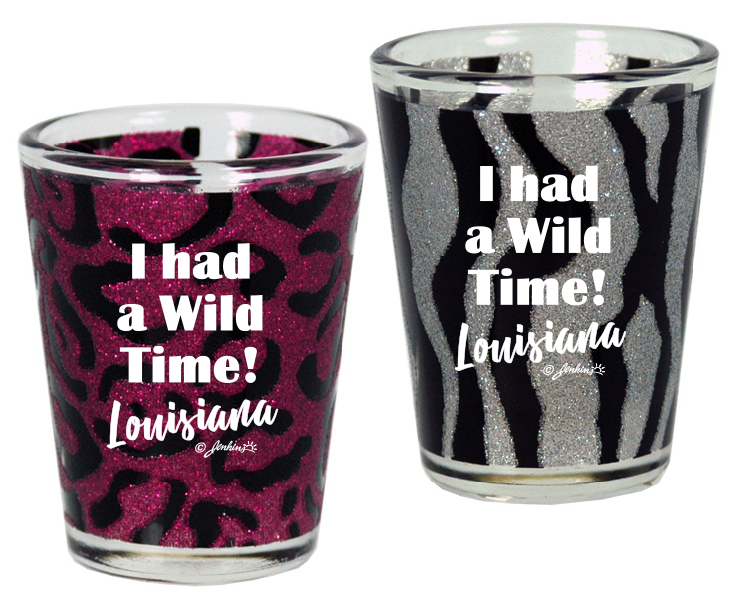 LOUISIANA SHOTGLASS WILD ANIMAL PRINT GLITTER