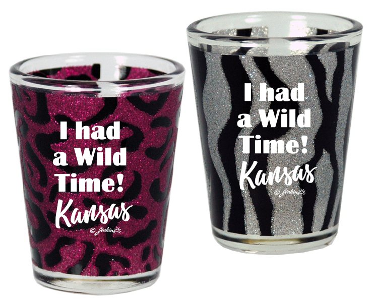 KANSAS SHOTGLASS WILD ANIMAL PRINT GLITTER