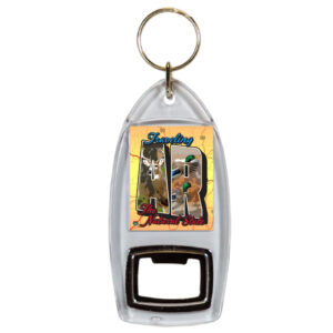 ARKANSAS KEYCHAIN LUCITE BTL OPENER POSTCARD