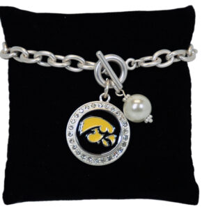 IOWA HAWKEYES BRACELET TOGGLE PEARL SNAP ON
