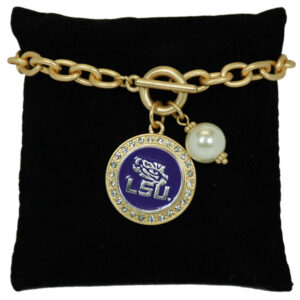 LSU TIGERS BRACELET TOGGLE PEARL SNAP ON