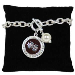 MISSISSIPPI STATE BULLDOGS BRACELET TOGGLE PEARL SNAP ON