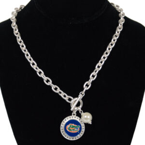 FLORIDA GATORS JEWELRY NECKLACE TOGGLE PEARL SNAP ON