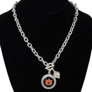AUBURN TIGERS NECKLACE TOGGLE PEARL SNAP ON