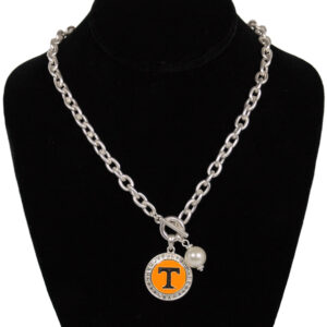 TENNESSEE VOLUNTEERS JEWERLY NECKLACE TOGGLE PEARL SNAP ON