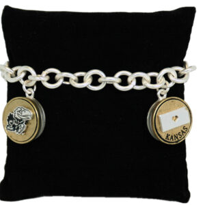 KANSAS JAYHAWKS BRACELET TOGGLE 3 DISC SNAP ON