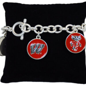 WISCONSIN BADGERS BRACELET TOGGLE 5 DISC SNAP ON