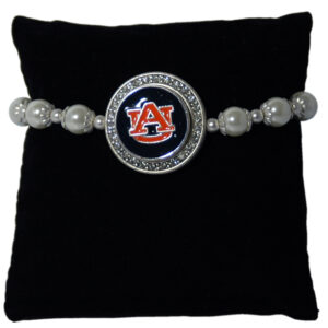 AUBURN TIGERS BRACELET PEARL STRETCH SNAP ON