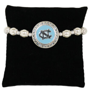 NORTH CAROLINA TAR HEELS BRACELET PEARL STRETCH SNAP ON