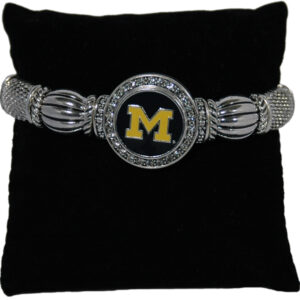 MICHIGAN WOLVERINES BRACELET STRETCH ANTIQUE SNAP ON