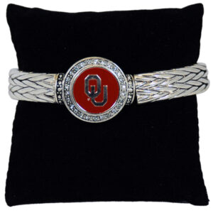 OKLAHOMA SOONERS BRACELET STRETCH WOVEN SNAP ON