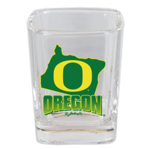 OREGON DUCKS SHOTGLASS SQ STATE MAP & MASCOT