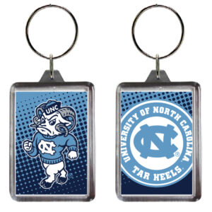NORTH CAROLINA TAR HEELS KEYCHAIN LUCITE DOT PATTERN