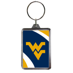 WEST VIRGINIA MOUNTAINEERS KEYCHAIN LUCITE VORTEX