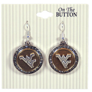WEST VIRGINIA MOUNTAINEERS EARRINGS 2-TONE SNAP ONE