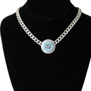 NORTH CAROLINA TAR HEELS JEWELRY NECKLACE IRIDESCENT 5 DISC SNAP ON