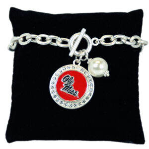 OLE MISS REBELS BRACELET TOGGLE PEARL SNAP ON