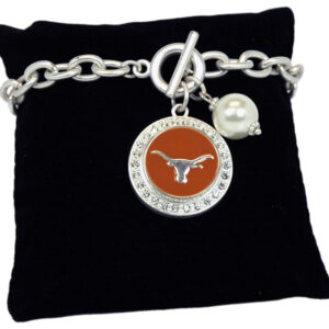TEXAS LONGHORNS BRACELET TOGGLE PEARL SNAP ON