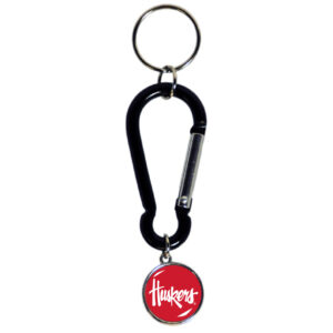 NEBRASKA CORNHUSKERS KEYCHAIN CARABINER DOMED CHARM