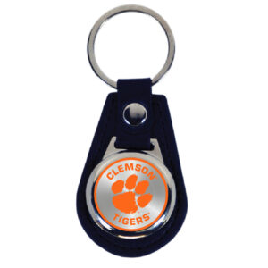 CLEMSON TIGERS KEYCHAIN LEATHER TEAR DROP