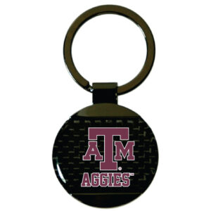 TEXAS A&M AGGIES KEYCHAIN CARBON FIBER ROUND