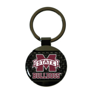 MISSISSIPPI STATE BULLDOGS KEYCHAIN CARBON FIBER ROUND