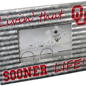 OKLAHOMA SOONERS LIVIN LIFE CORRUGATED GALVANIZED PHOTO FRAME