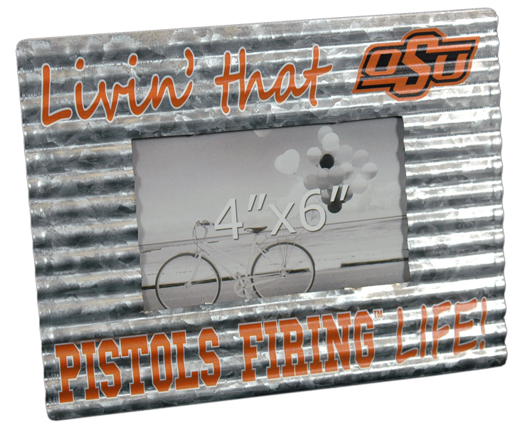 OKLAHOMA STATE COWBOYS LIVIN LIFE CORRUGATED GALVANIZED PHOTO FRAME
