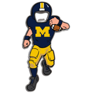 MICHIGAN WOLVERINES BOTTLE OPENER MAGNET METAL PLAYER