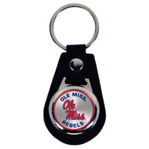 OLE MISS REBELS KEYCHAIN LEATHER TEAR DROP