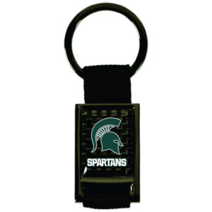 MICHIGAN STATE SPARTANS KEYCHAIN CARBON FIBER RECTANGLE