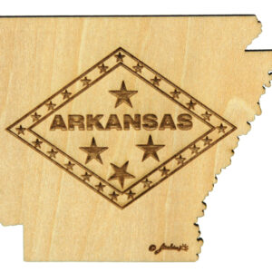 ARKANSAS MAGNET WOOD STATE SHAPE STATE FLAG