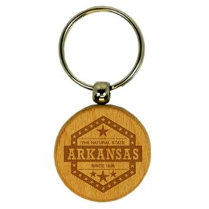 ARKANSAS KEYCHAIN WOOD ROUND