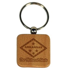 ARKANSAS KEYCHAIN WOOD SQUARE