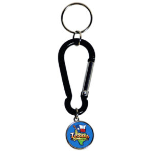 TEXAS KEYCHAIN CARABINER DOMED MAP & FLAG