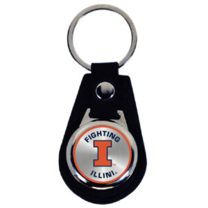 ILLINOIS FIGHTING ILLINI KEYCHAIN LEATHER TEAR DROP
