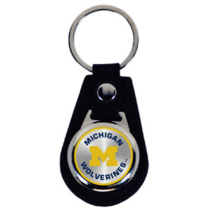 MICHIGAN WOLVERINES KEYCHAIN LEATHER TEAR DROP