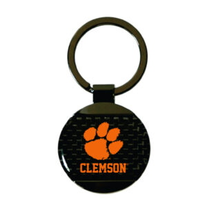 CLEMSON TIGERS KEYCHAIN CARBON FIBER ROUND