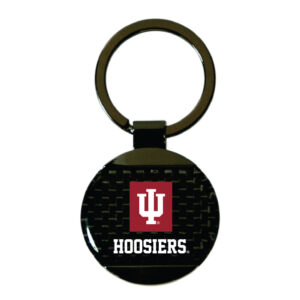INDIANA HOOSIERS KEYCHAIN CARBON FIBER ROUND