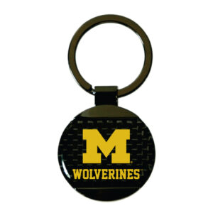 MICHIGAN WOLVERINES KEYCHAIN CARBON FIBER ROUND